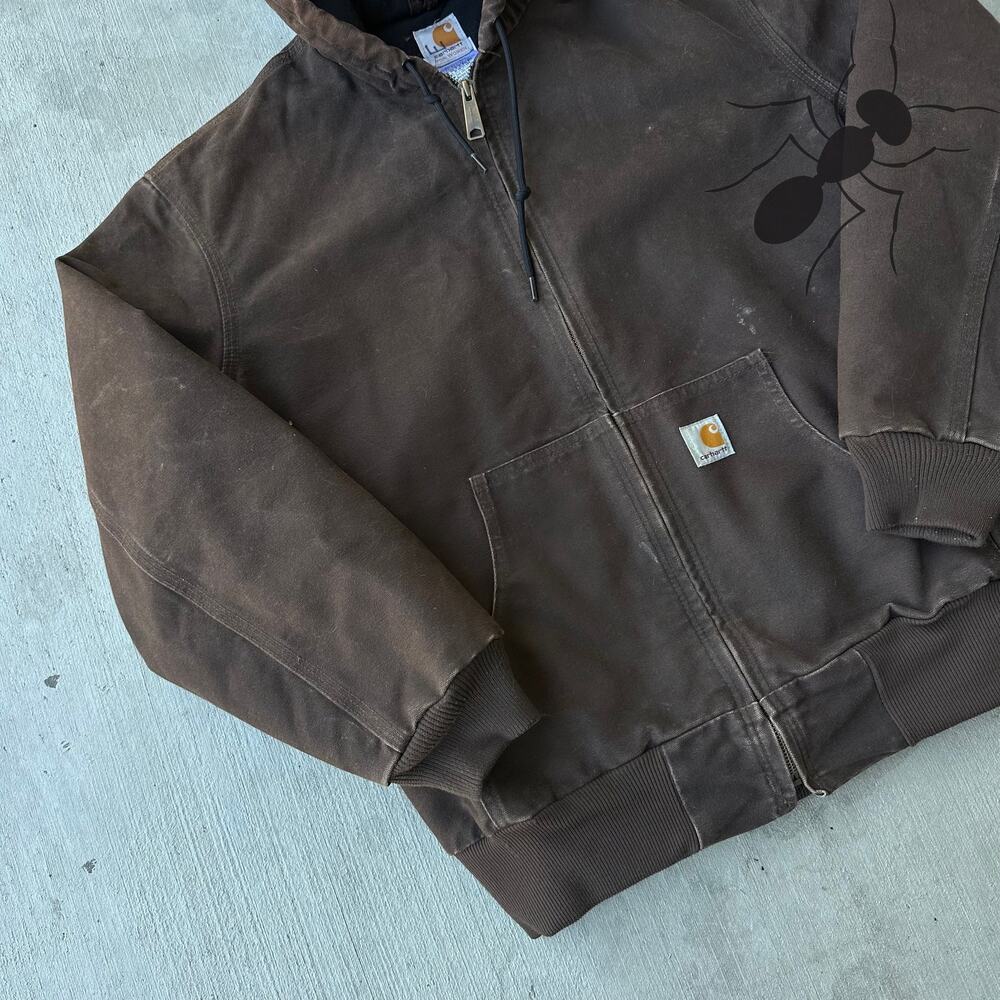 Vintage Y2K Carhartt WOMENS WJ130 DKB brown hooded work wear jacket - Picture 2 of 8